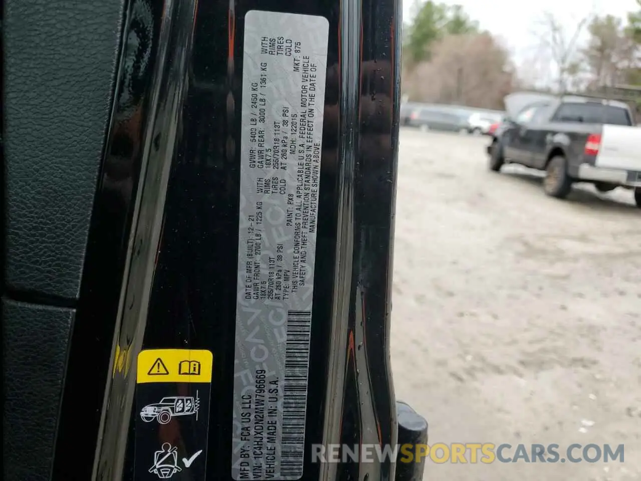 13 fotografías del automóvil dañado 1C4HJXDN2MW796669 JEEP WRANGLER 2021