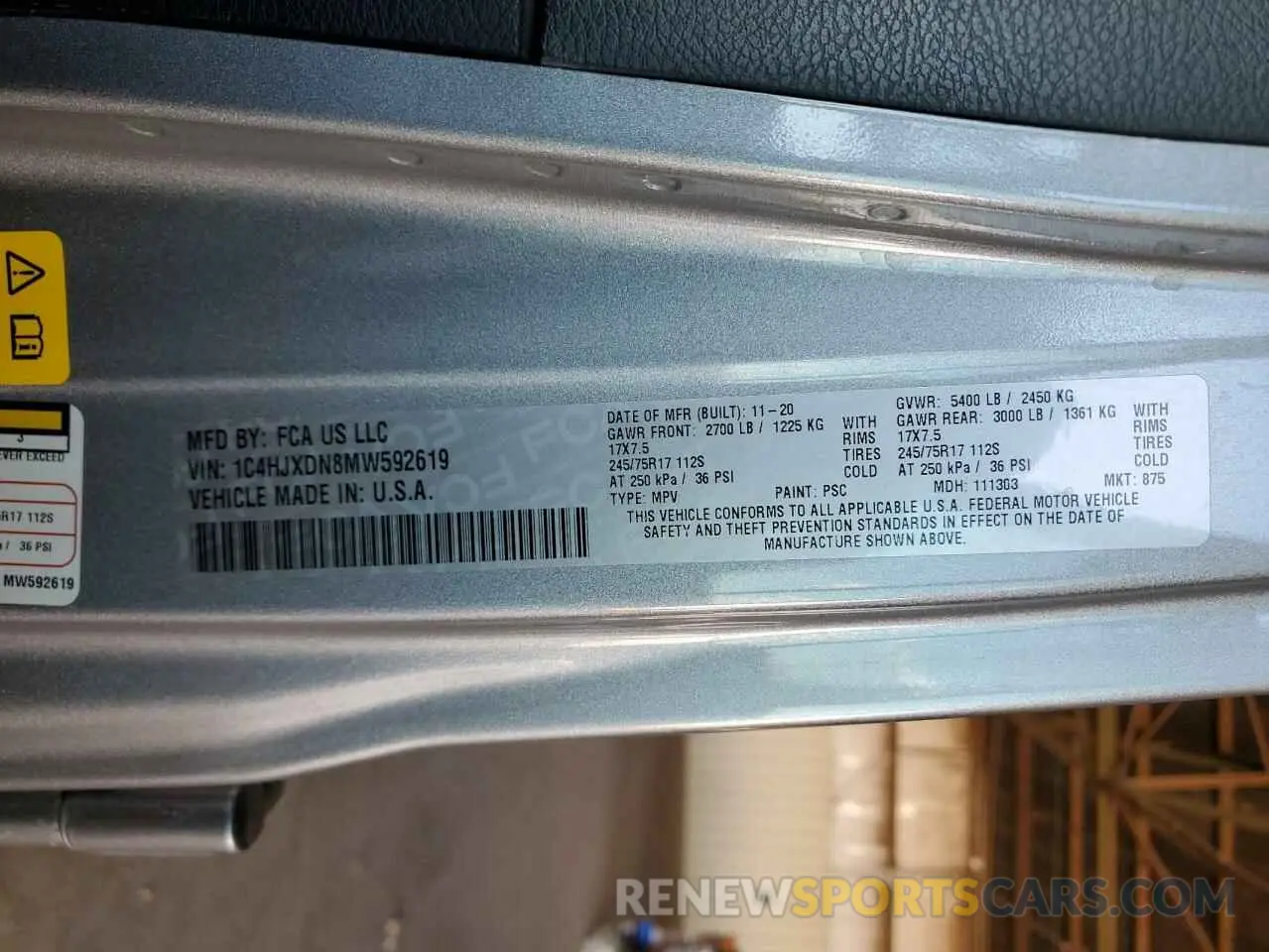 14 fotografías del automóvil dañado 1C4HJXDN8MW592619 JEEP WRANGLER 2021