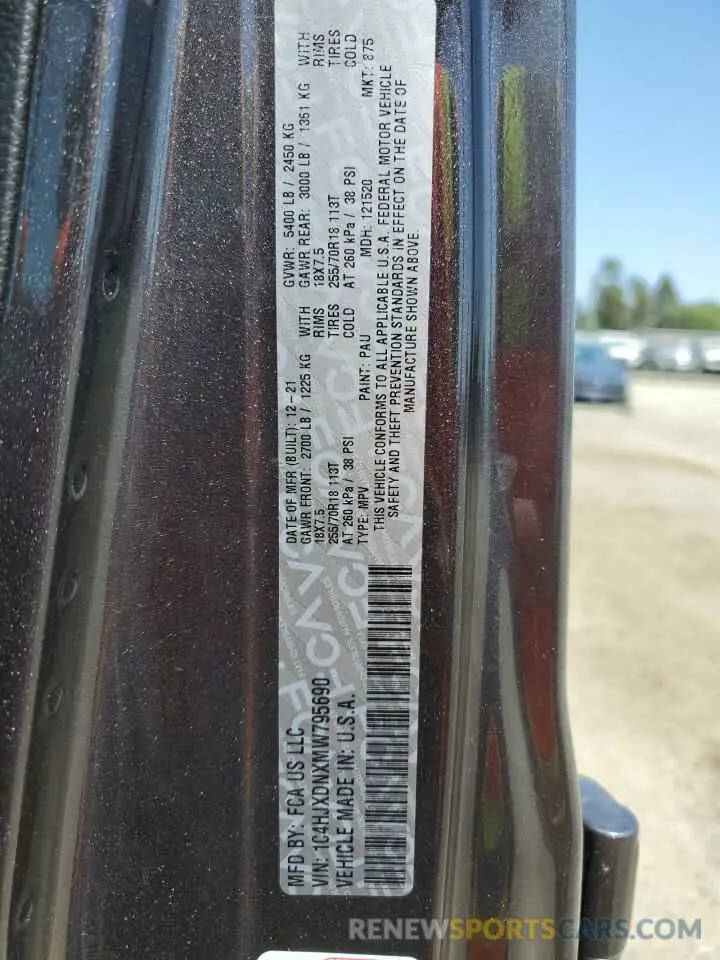 12 fotografías del automóvil dañado 1C4HJXDNXMW795690 JEEP WRANGLER 2021