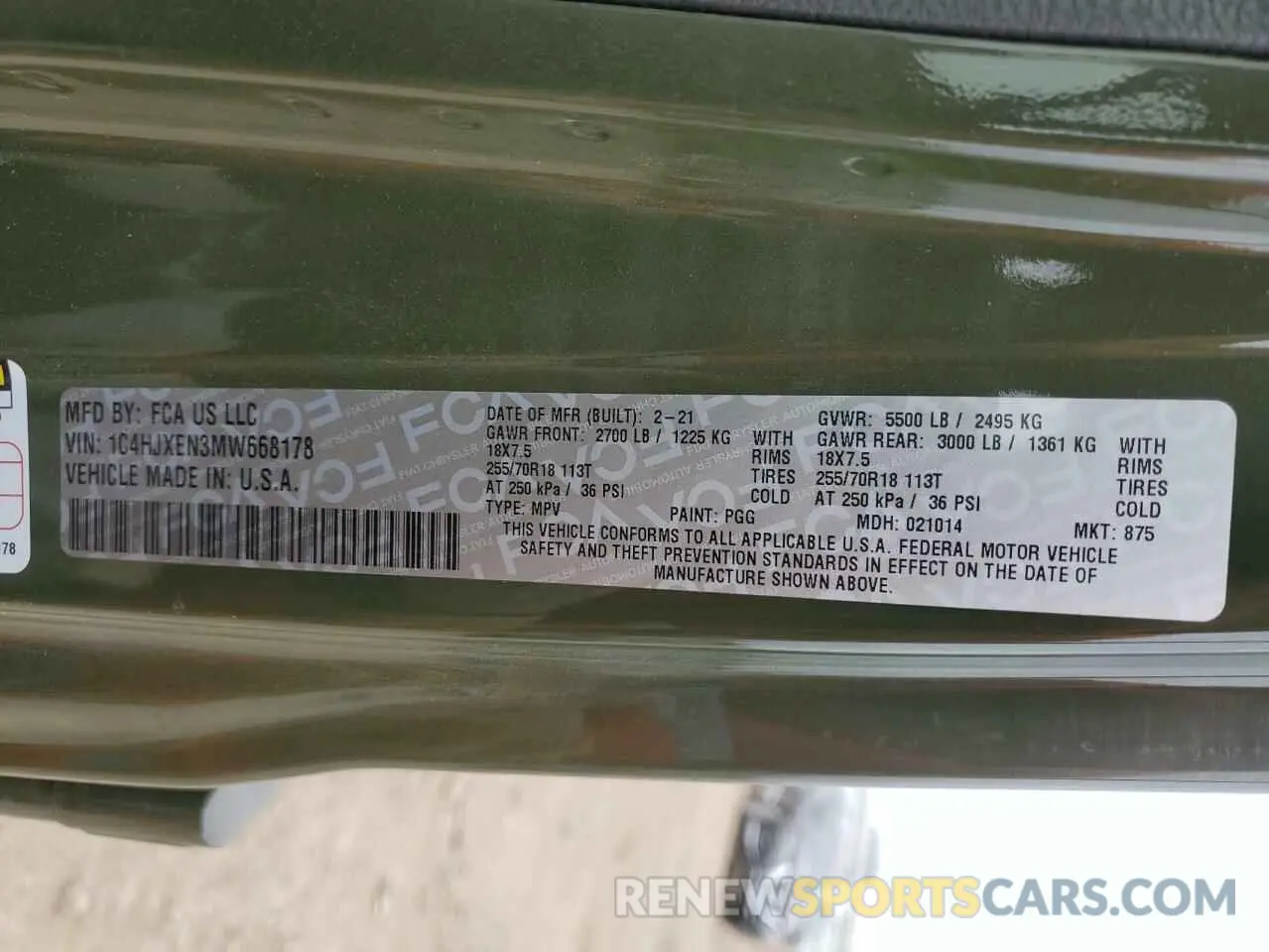 13 fotografías del automóvil dañado 1C4HJXEN3MW668178 JEEP WRANGLER 2021