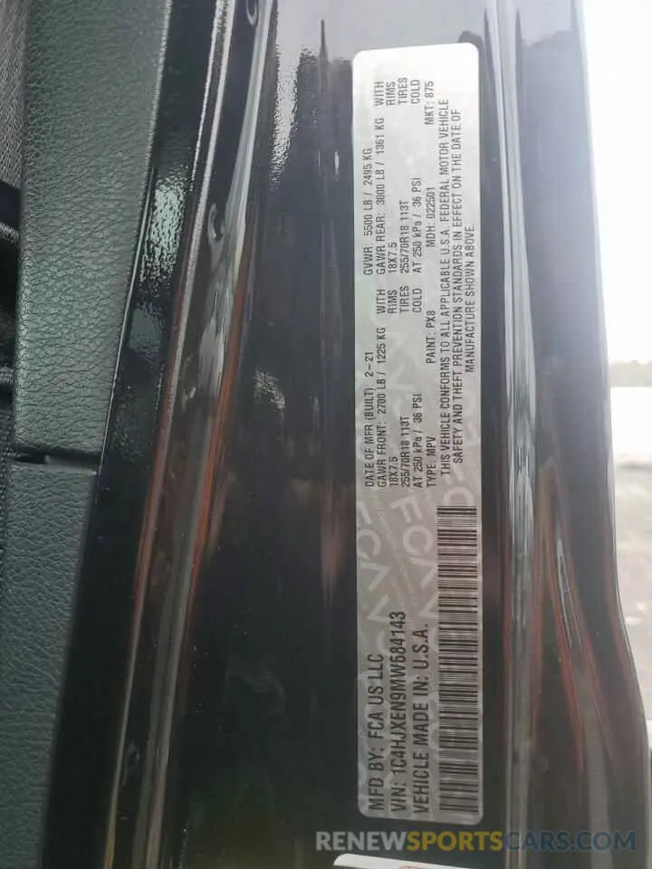 12 fotografías del automóvil dañado 1C4HJXEN9MW684143 JEEP WRANGLER 2021