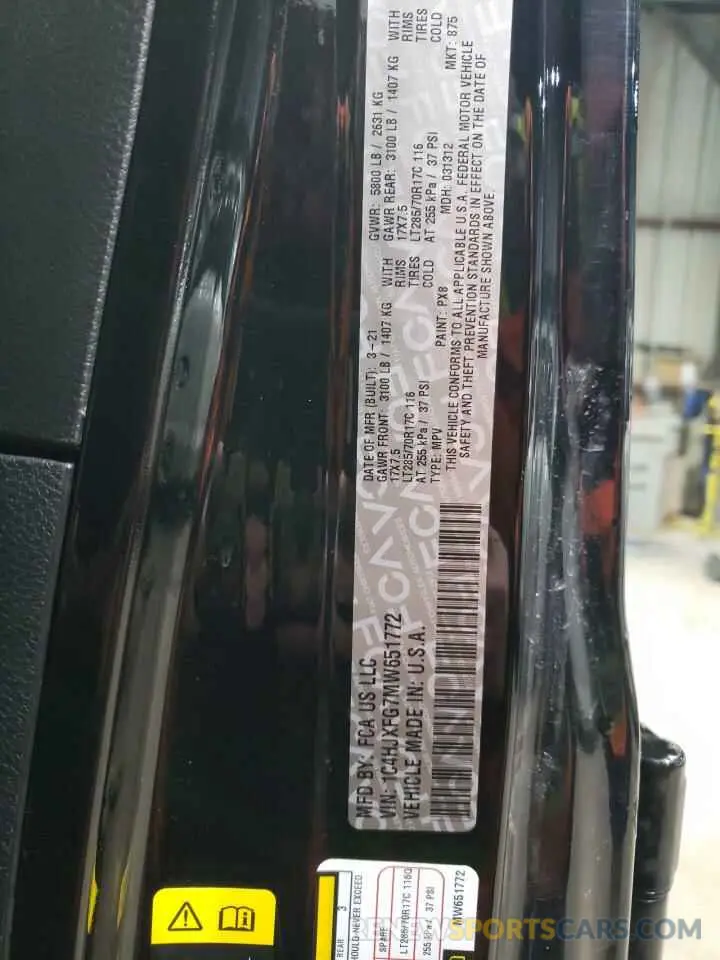 15 fotografías del automóvil dañado 1C4HJXFG7MW651772 JEEP WRANGLER 2021