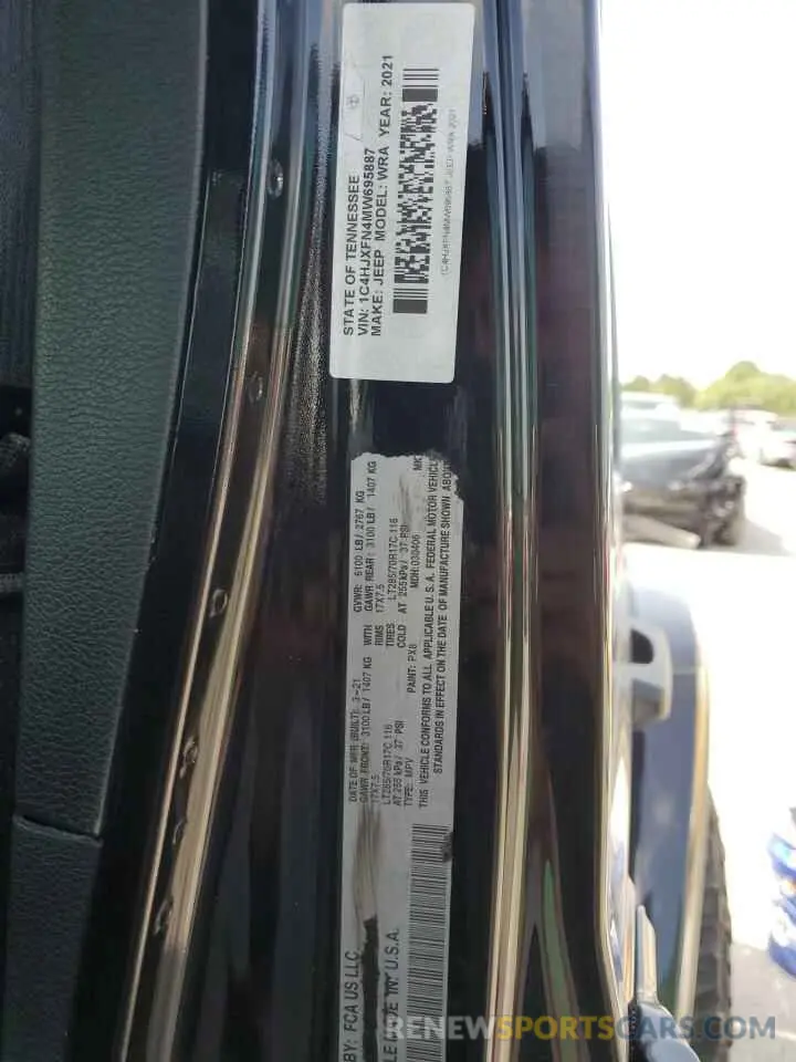 13 fotografías del automóvil dañado 1C4HJXFN4MW695887 JEEP WRANGLER 2021