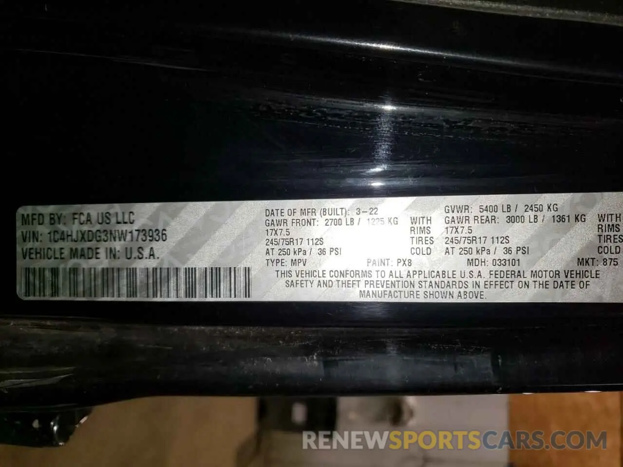 12 fotografías del automóvil dañado 1C4HJXDG3NW173936 JEEP WRANGLER 2022