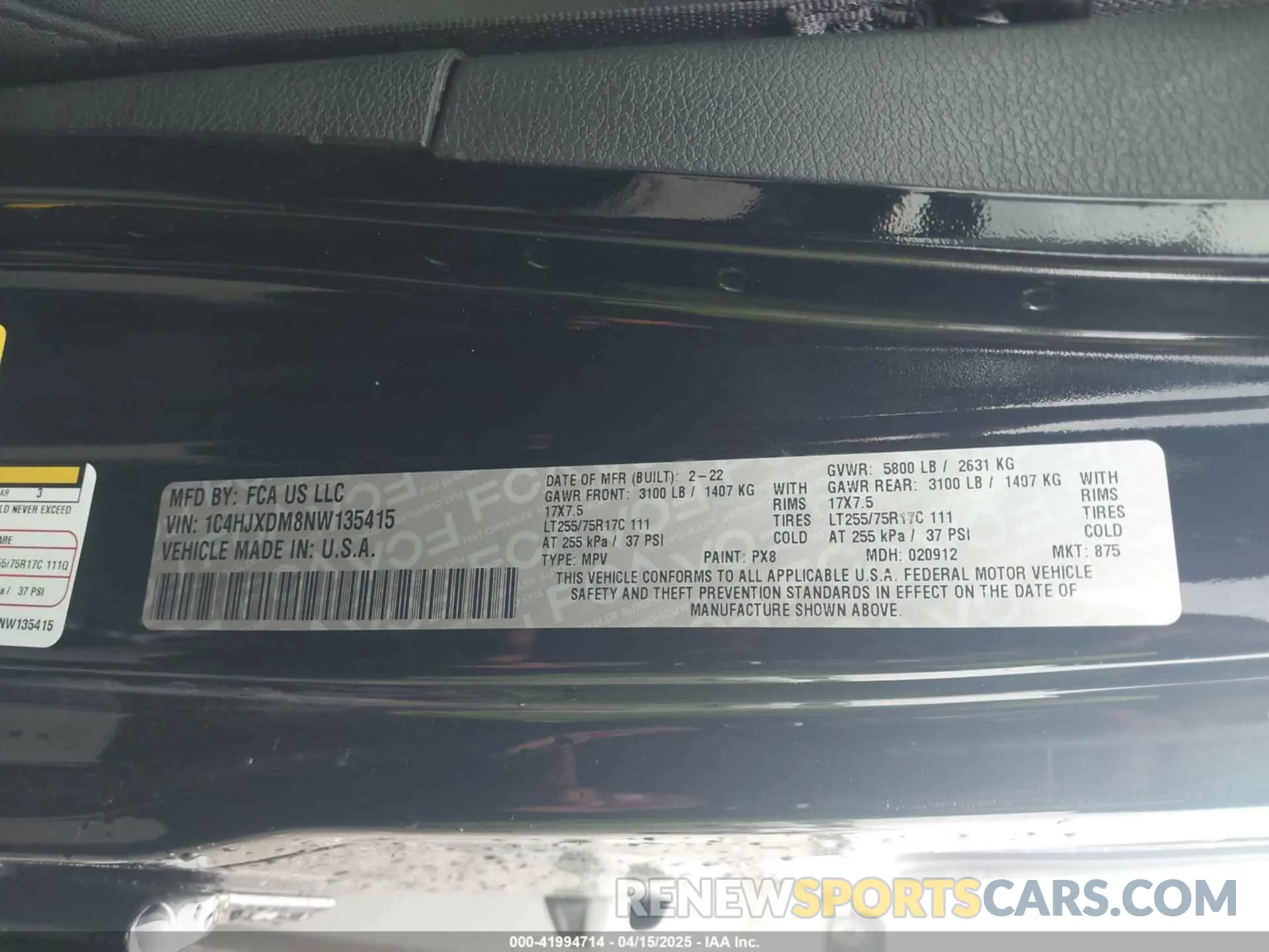 9 fotografías del automóvil dañado 1C4HJXDM8NW135415 JEEP WRANGLER 2022