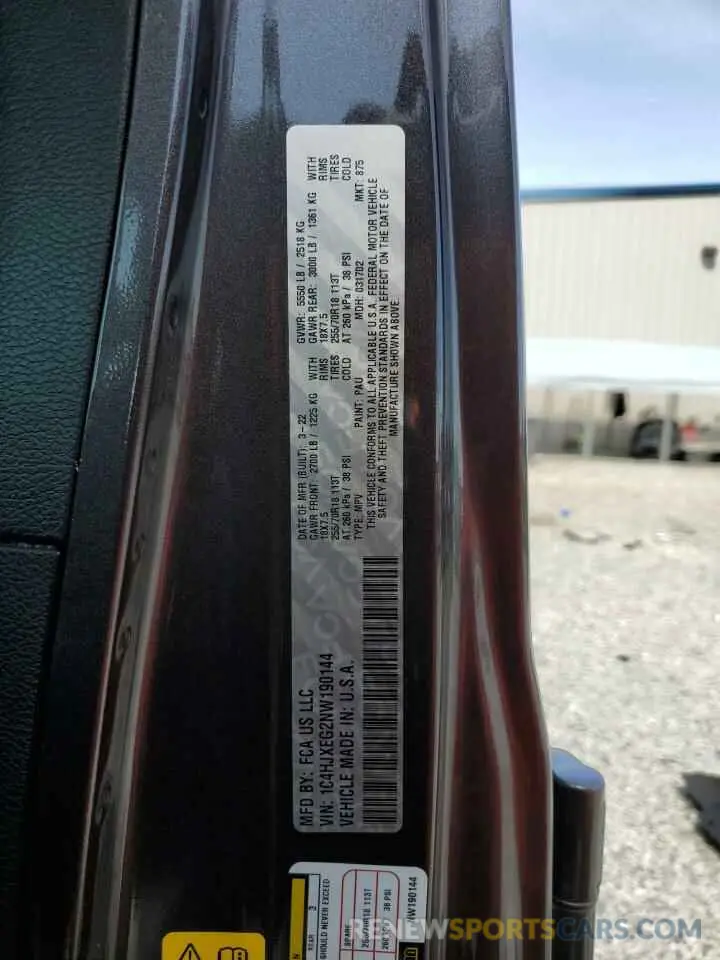 14 fotografías del automóvil dañado 1C4HJXEG2NW190144 JEEP WRANGLER 2022