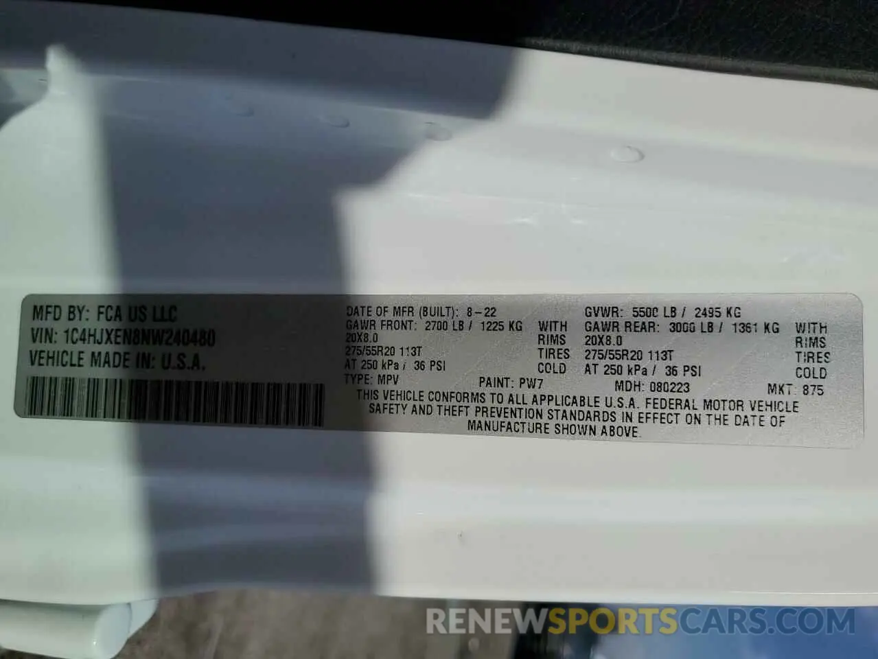 12 fotografías del automóvil dañado 1C4HJXEN8NW240480 JEEP WRANGLER 2022