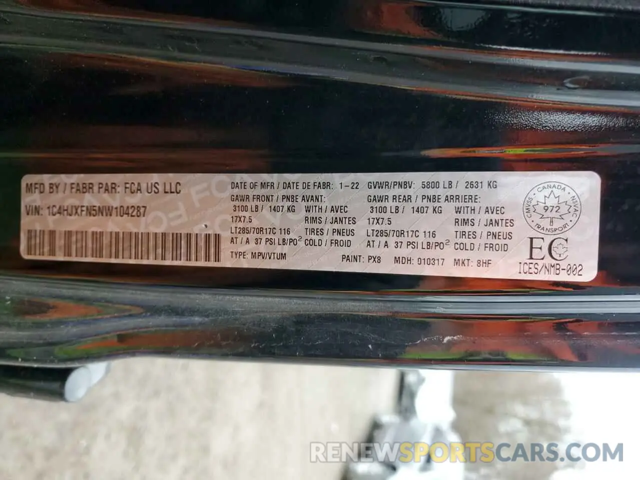 12 fotografías del automóvil dañado 1C4HJXFN5NW104287 JEEP WRANGLER 2022