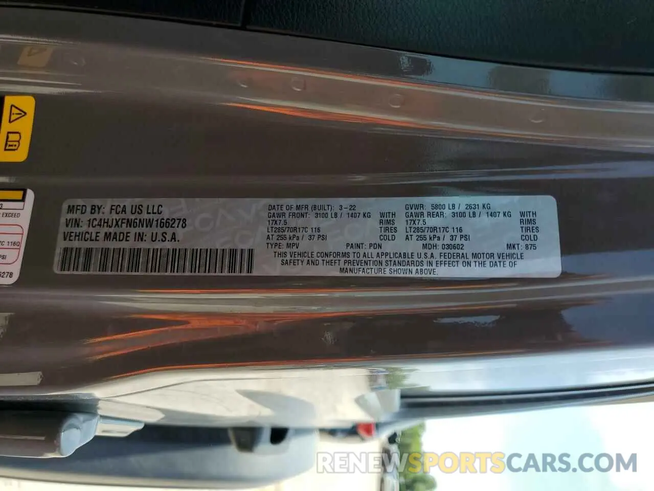 13 fotografías del automóvil dañado 1C4HJXFN6NW166278 JEEP WRANGLER 2022