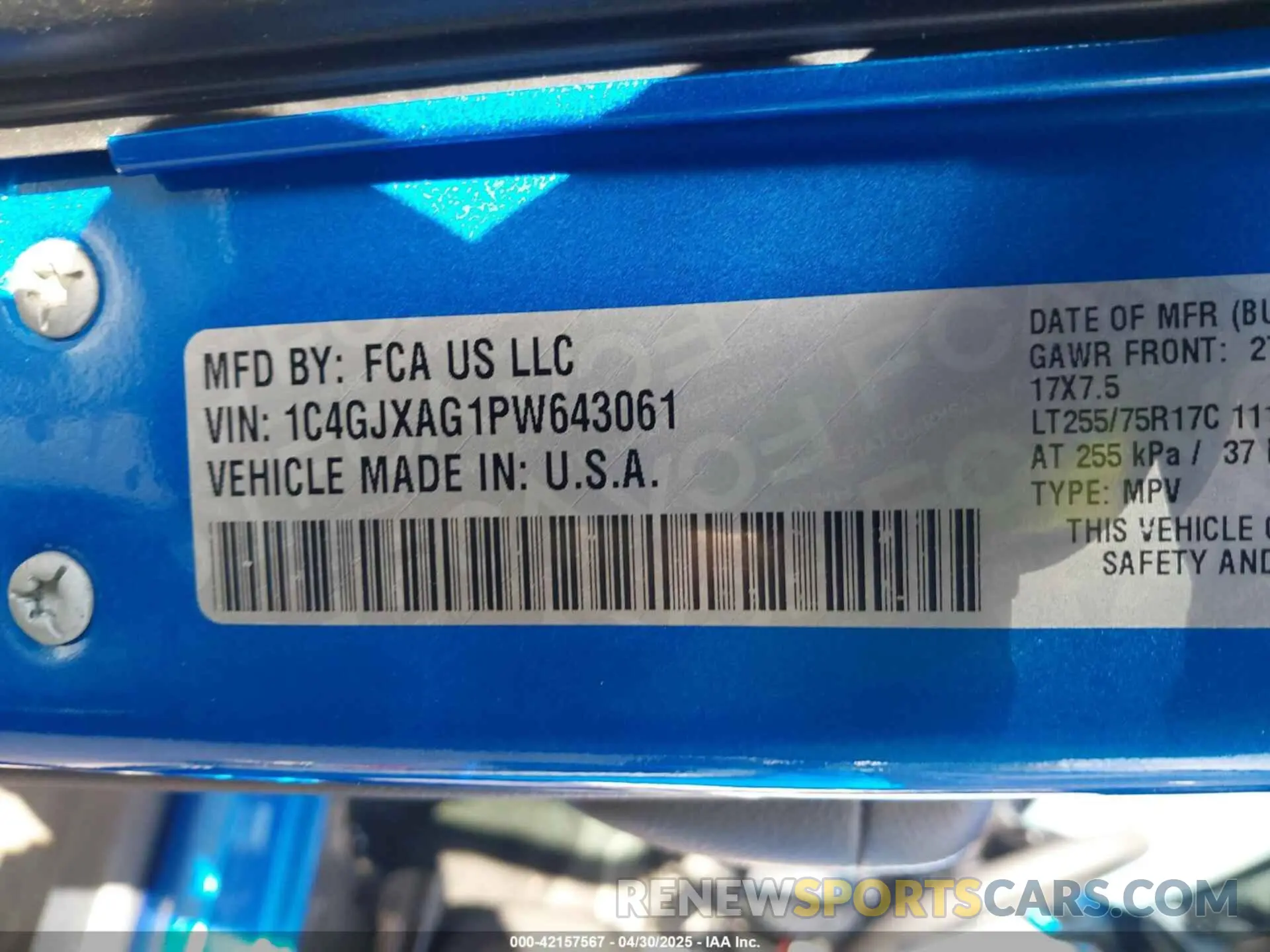 9 fotografías del automóvil dañado 1C4GJXAG1PW643061 JEEP WRANGLER 2023