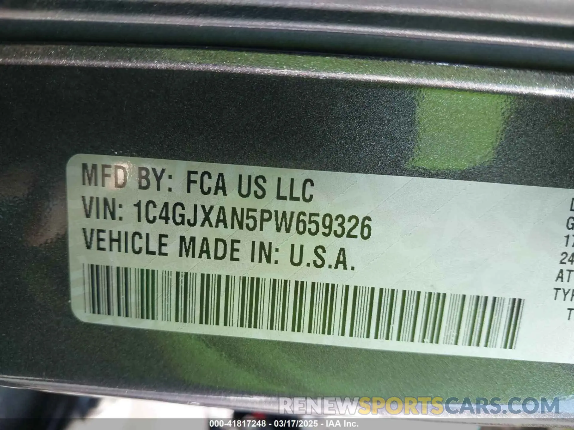 9 fotografías del automóvil dañado 1C4GJXAN5PW659326 JEEP WRANGLER 2023