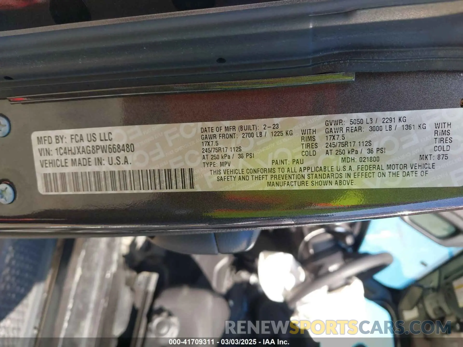 9 fotografías del automóvil dañado 1C4HJXAG8PW668480 JEEP WRANGLER 2023