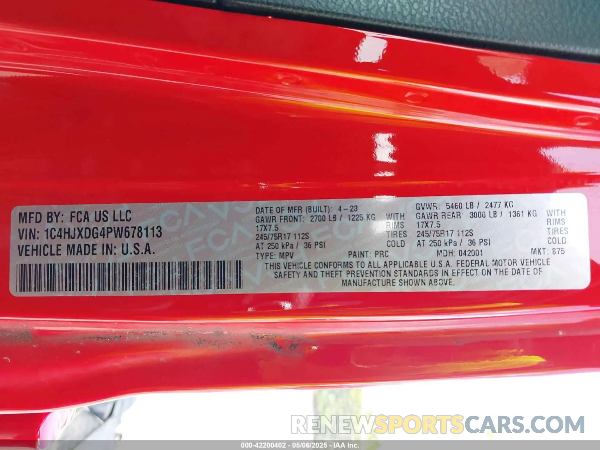 9 fotografías del automóvil dañado 1C4HJXDG4PW678113 JEEP WRANGLER 2023