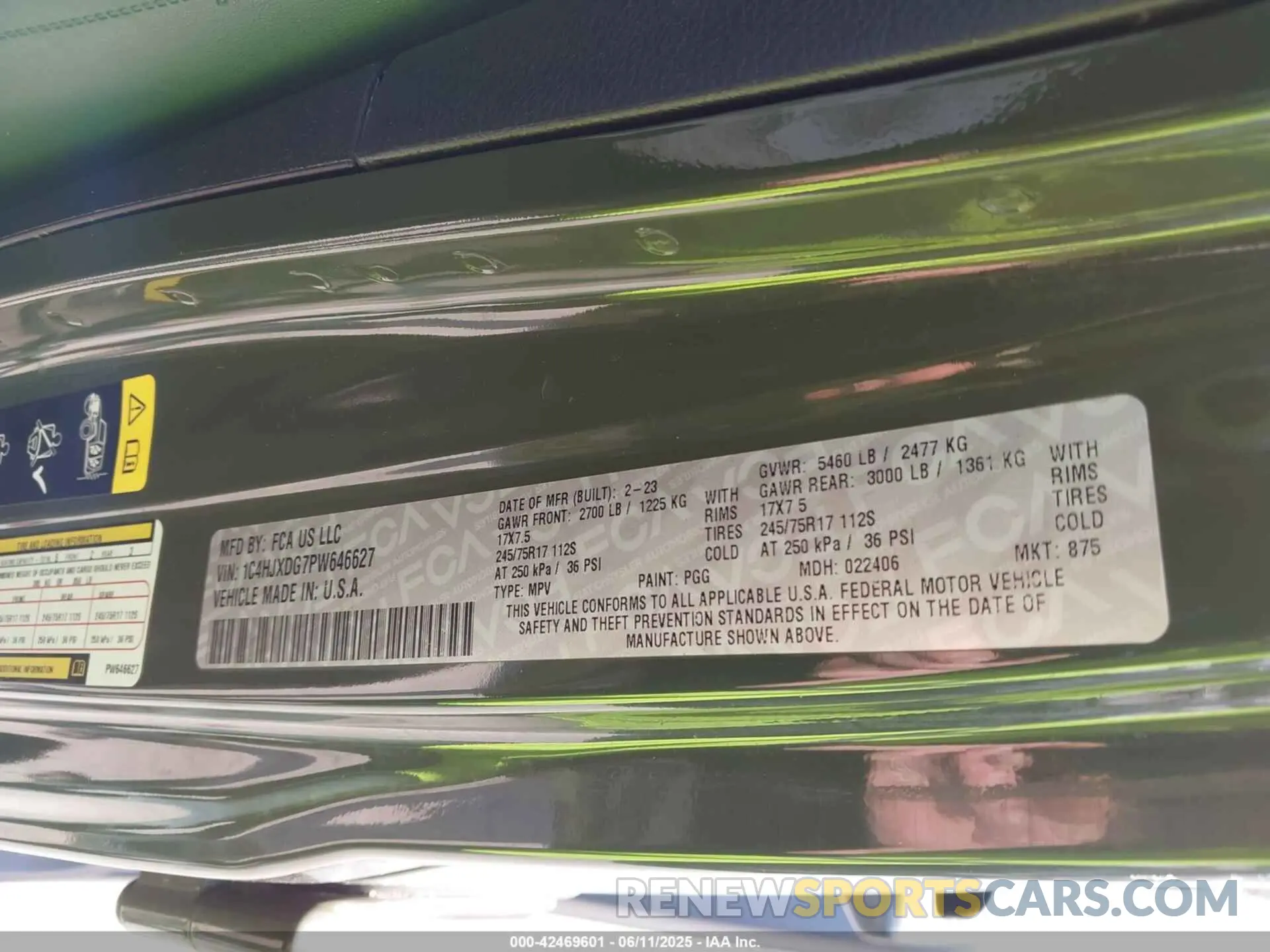 9 fotografías del automóvil dañado 1C4HJXDG7PW646627 JEEP WRANGLER 2023