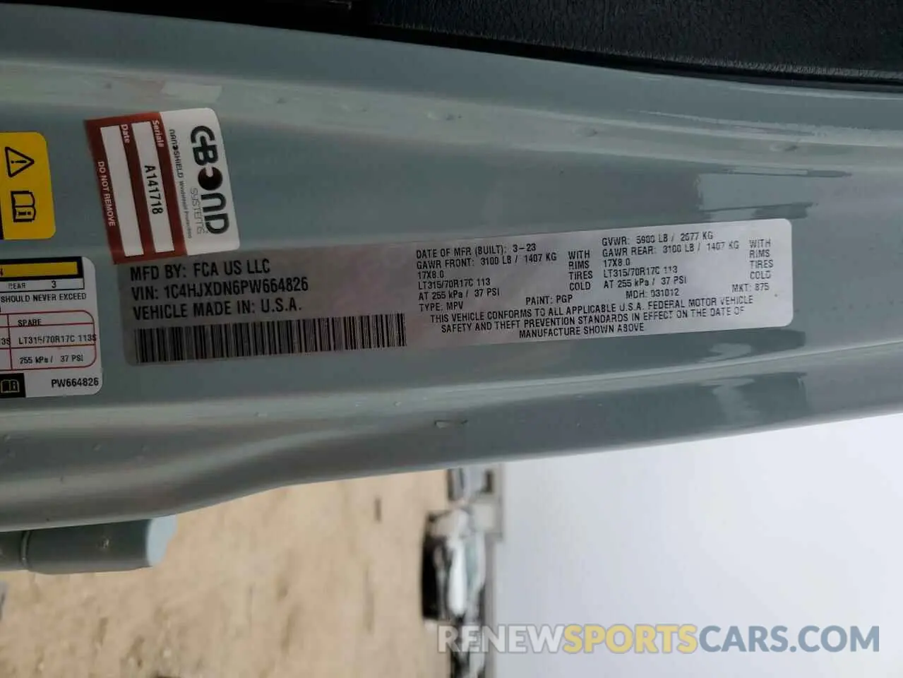16 fotografías del automóvil dañado 1C4HJXDN6PW664826 JEEP WRANGLER 2023
