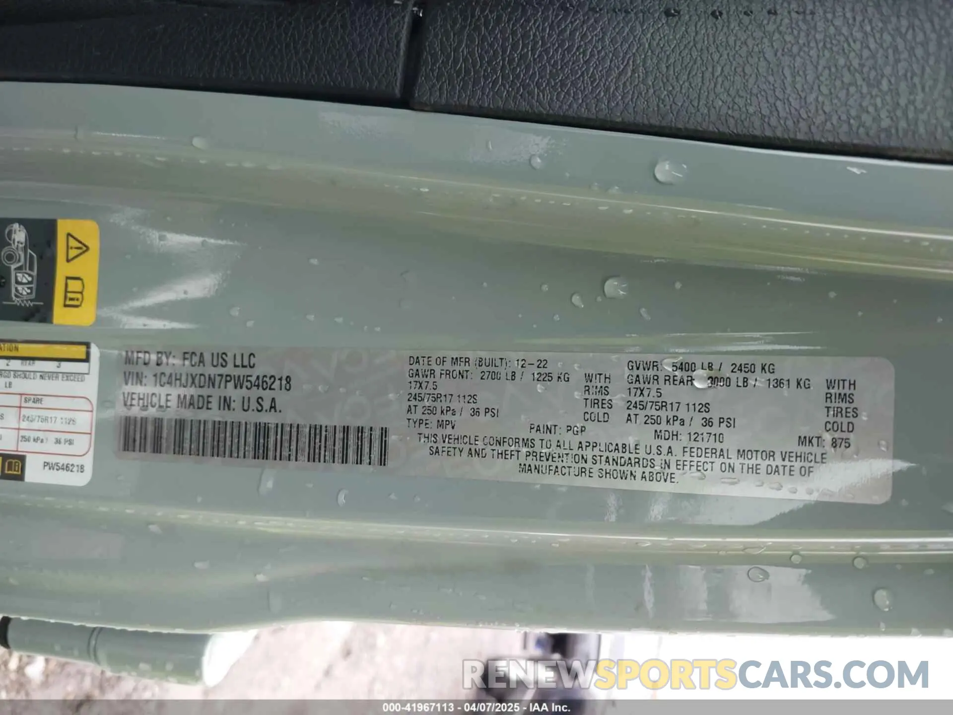 9 fotografías del automóvil dañado 1C4HJXDN7PW546218 JEEP WRANGLER 2023