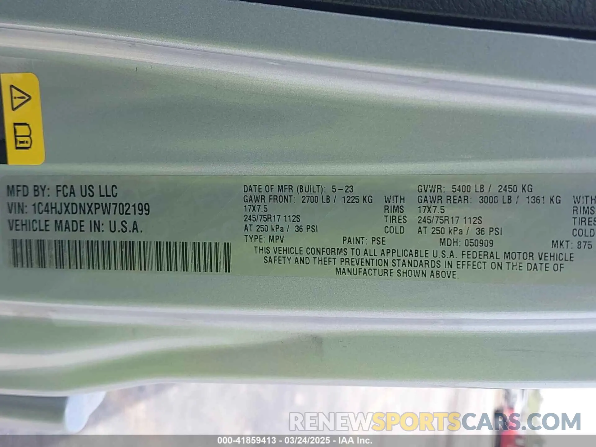 9 fotografías del automóvil dañado 1C4HJXDNXPW702199 JEEP WRANGLER 2023