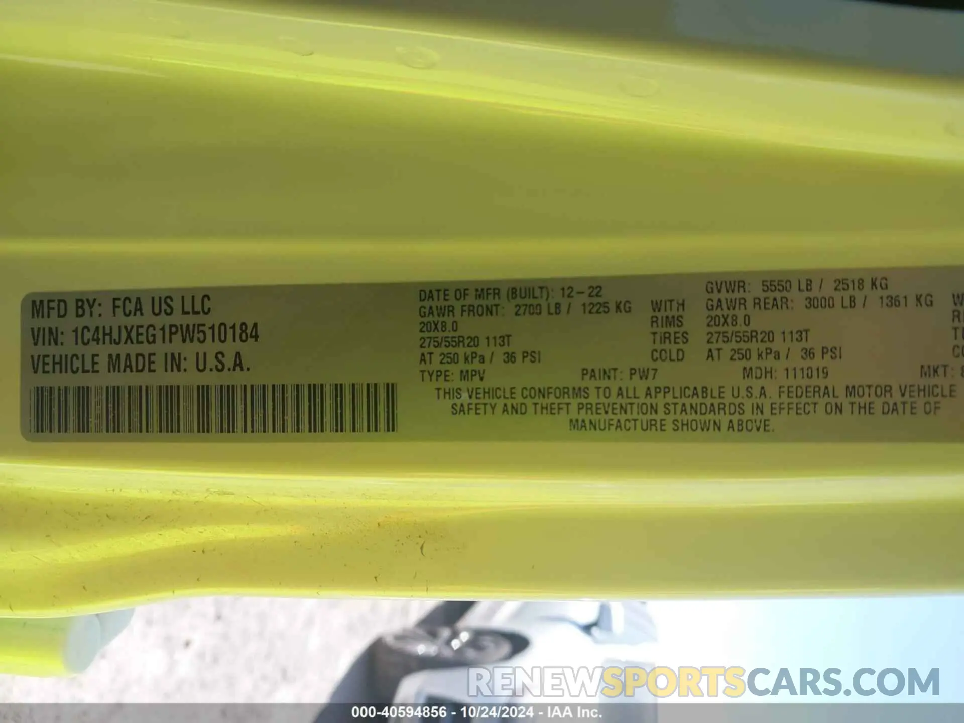 9 fotografías del automóvil dañado 1C4HJXEG1PW510184 JEEP WRANGLER 2023