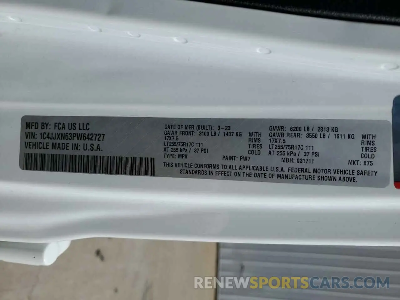 14 fotografías del automóvil dañado 1C4JJXN63PW642727 JEEP WRANGLER 2023