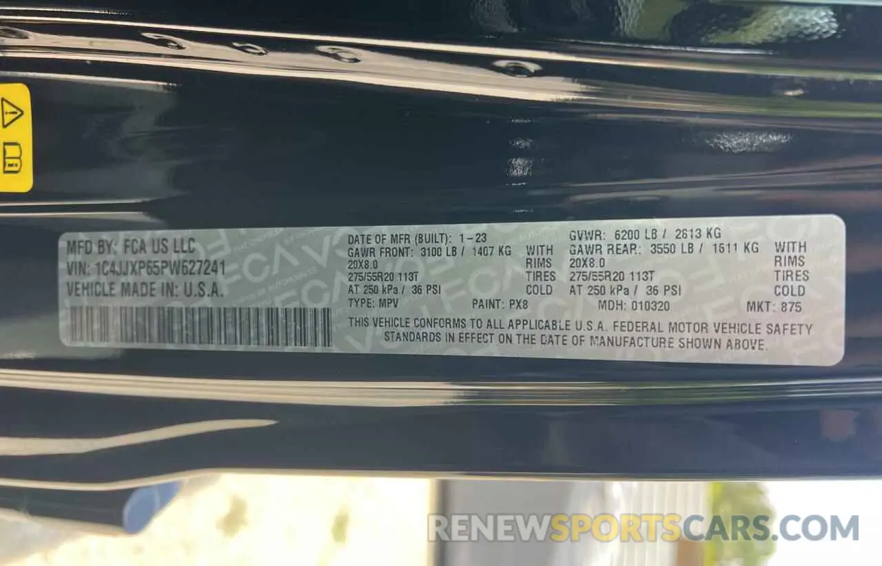 10 fotografías del automóvil dañado 1C4JJXP65PW627241 JEEP WRANGLER 2023