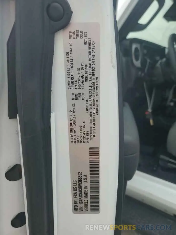 13 fotografías del automóvil dañado 1C4PJXAG3RW368392 JEEP WRANGLER 2024