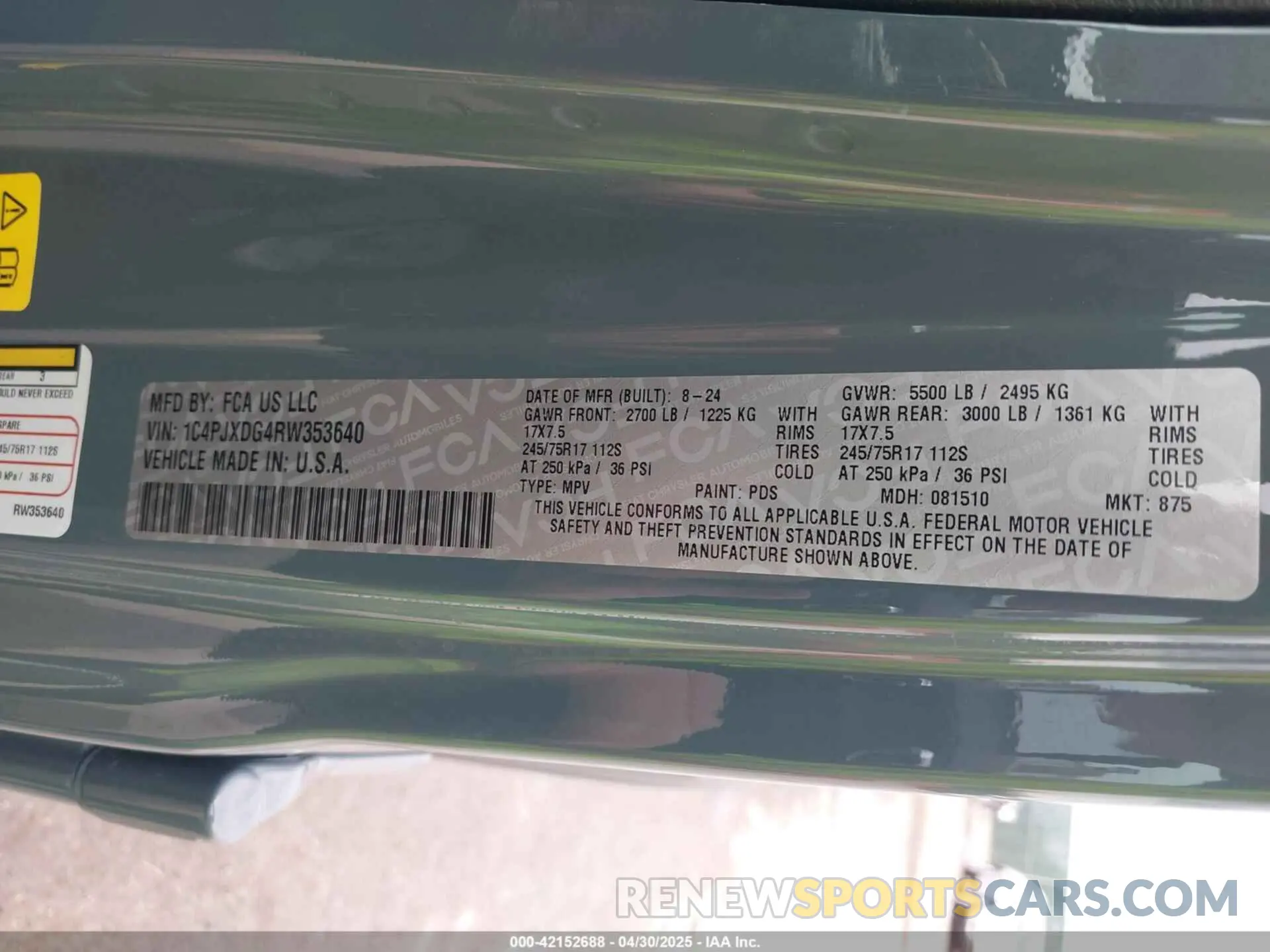 9 fotografías del automóvil dañado 1C4PJXDG4RW353640 JEEP WRANGLER 2024