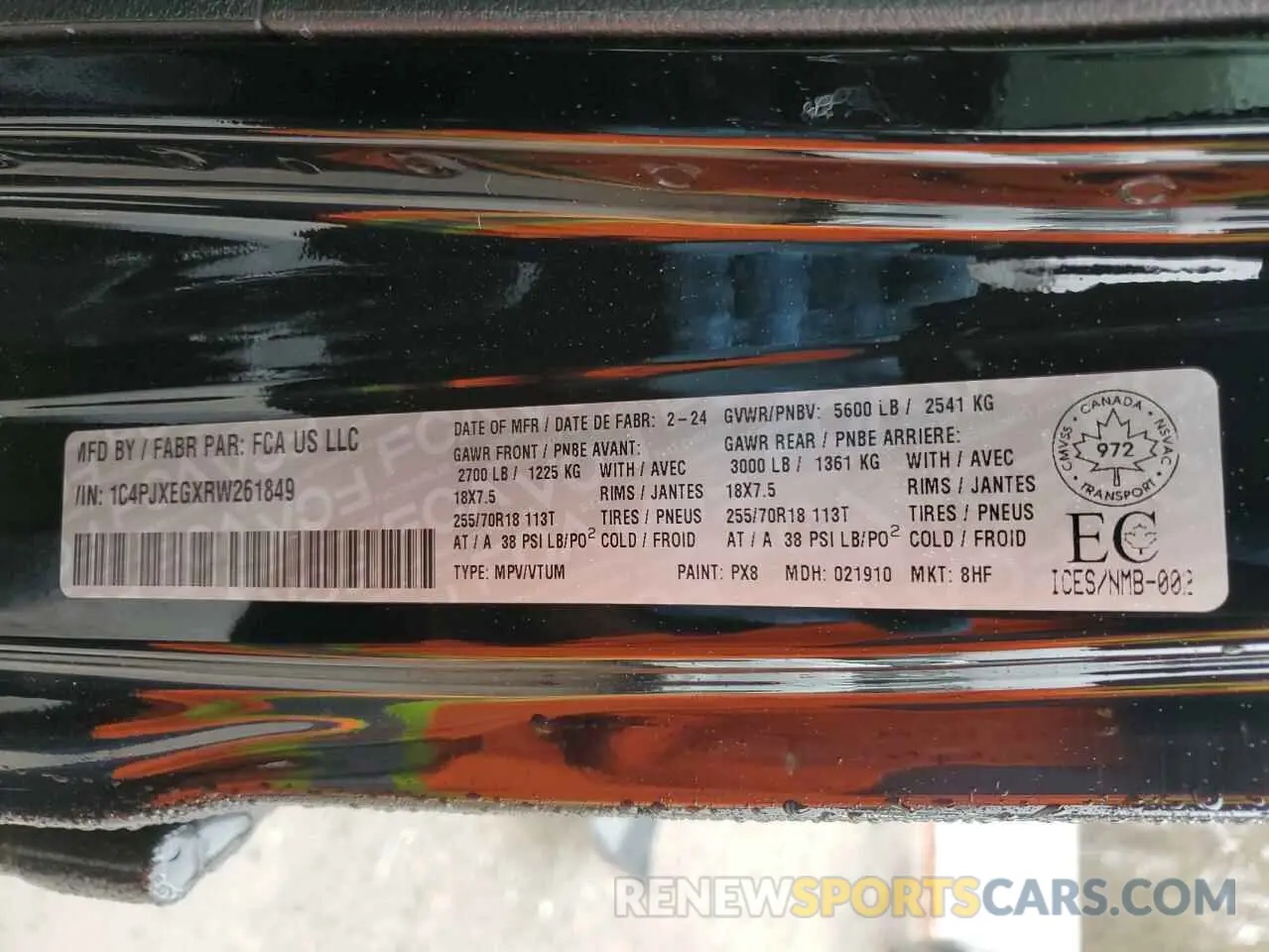 14 fotografías del automóvil dañado 1C4PJXEGXRW261849 JEEP WRANGLER 2024