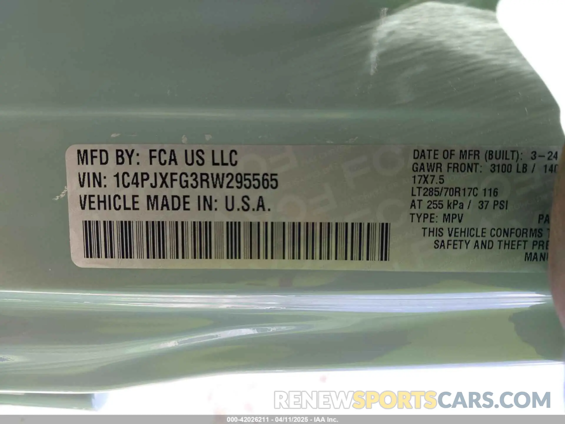 9 fotografías del automóvil dañado 1C4PJXFG3RW295565 JEEP WRANGLER 2024