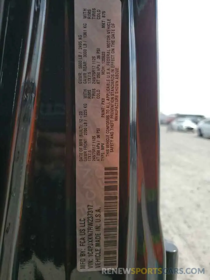 12 fotografías del automóvil dañado 1C4PJXKN7RW237317 JEEP WRANGLER 2024