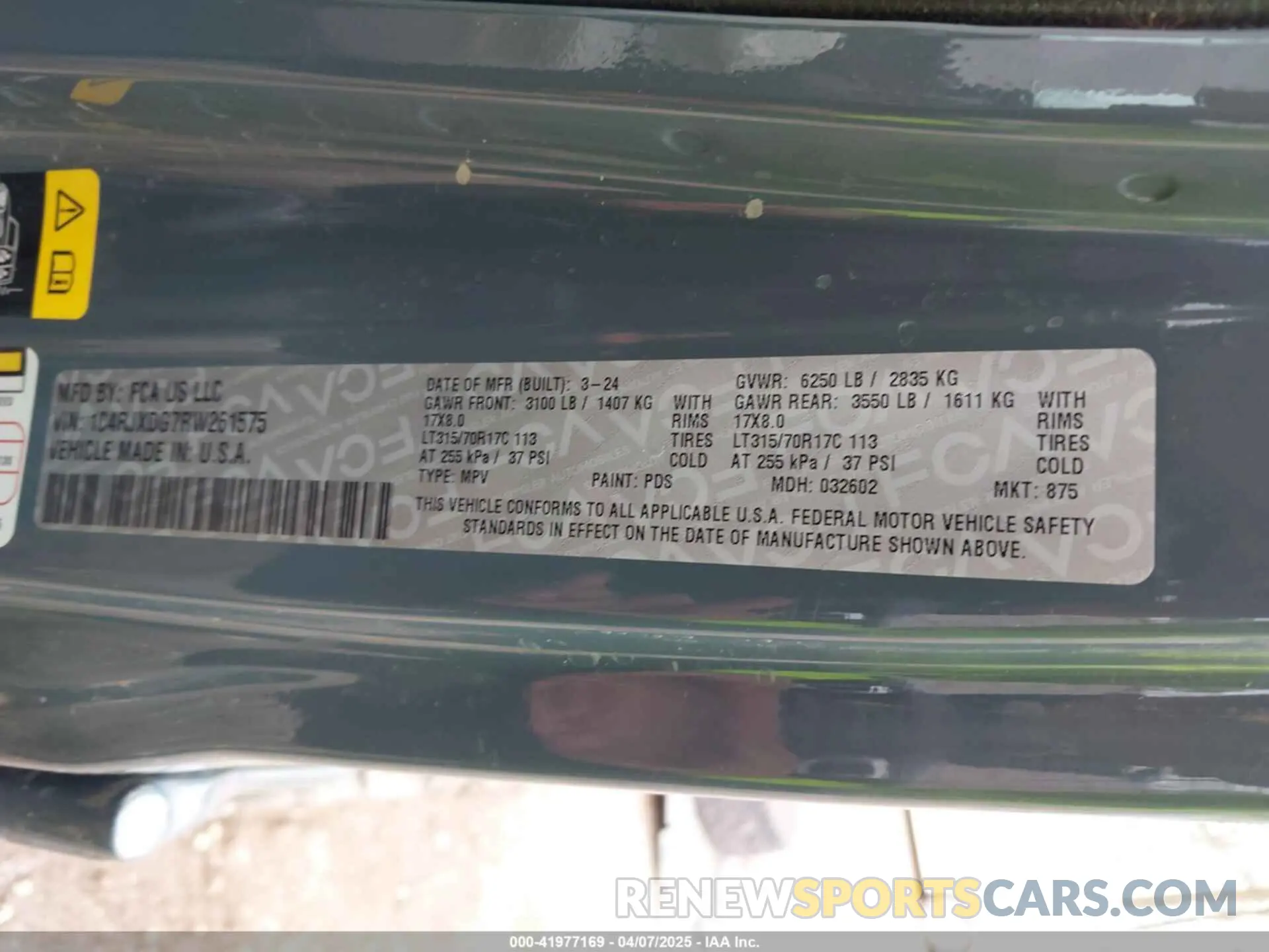 9 fotografías del automóvil dañado 1C4RJXDG7RW261575 JEEP WRANGLER 2024