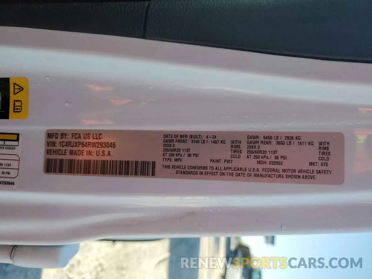 12 fotografías del automóvil dañado 1C4RJXP64RW293046 JEEP WRANGLER 2024