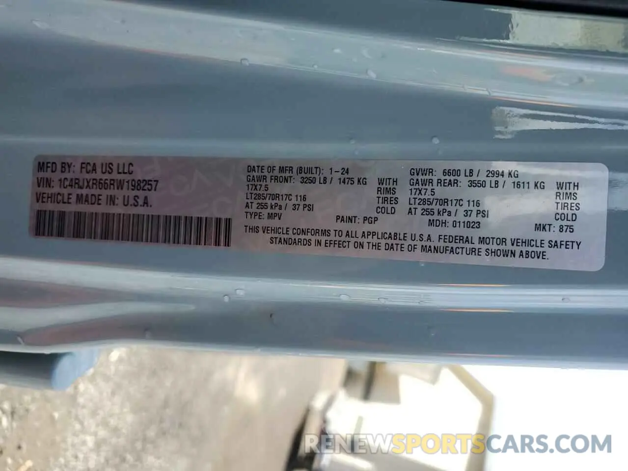 15 fotografías del automóvil dañado 1C4RJXR66RW198257 JEEP WRANGLER 2024