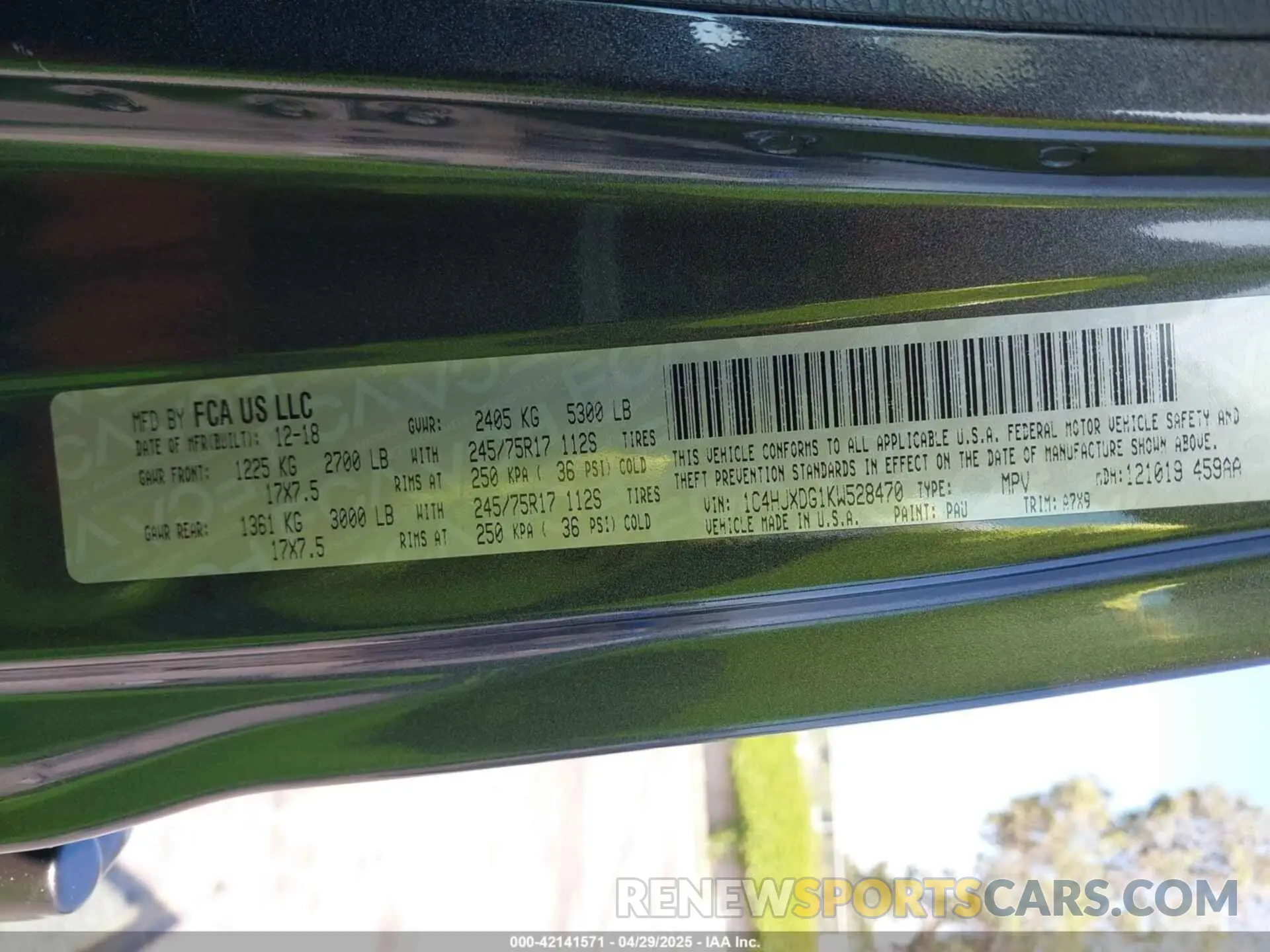 9 fotografías del automóvil dañado 1C4HJXDG1KW528470 JEEP WRANGLER UNLIMITED 2019