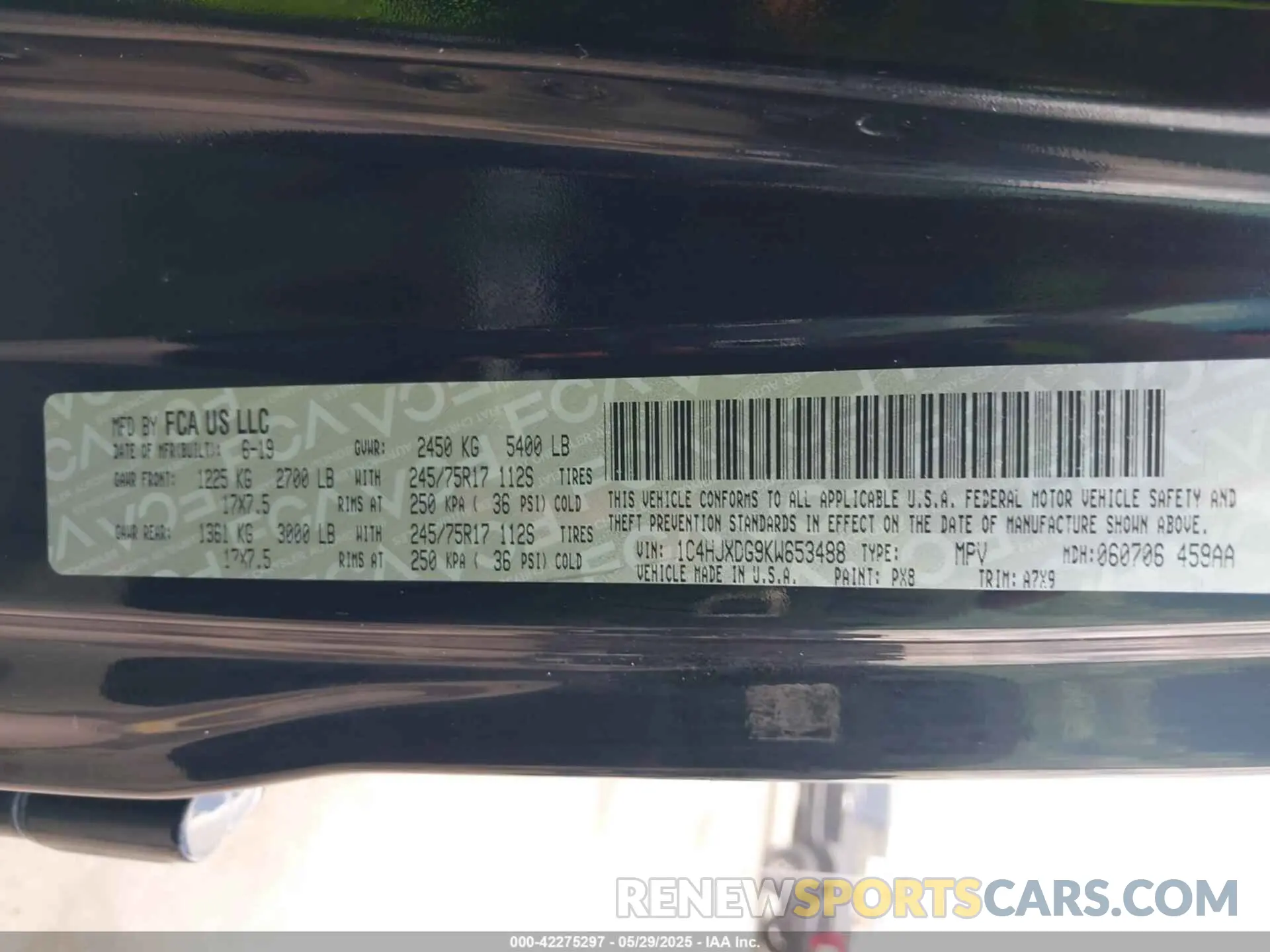 9 fotografías del automóvil dañado 1C4HJXDG9KW653488 JEEP WRANGLER UNLIMITED 2019