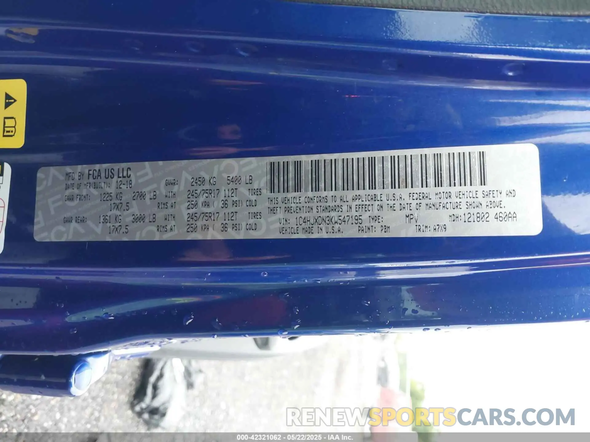 9 fotografías del automóvil dañado 1C4HJXDN3KW547195 JEEP WRANGLER UNLIMITED 2019