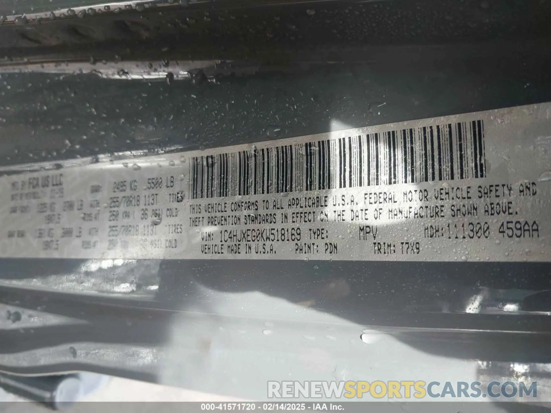 9 fotografías del automóvil dañado 1C4HJXEG0KW518169 JEEP WRANGLER UNLIMITED 2019
