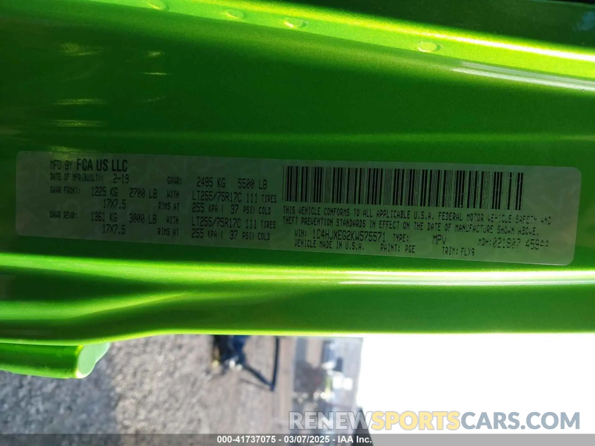 9 fotografías del automóvil dañado 1C4HJXEG2KW575571 JEEP WRANGLER UNLIMITED 2019