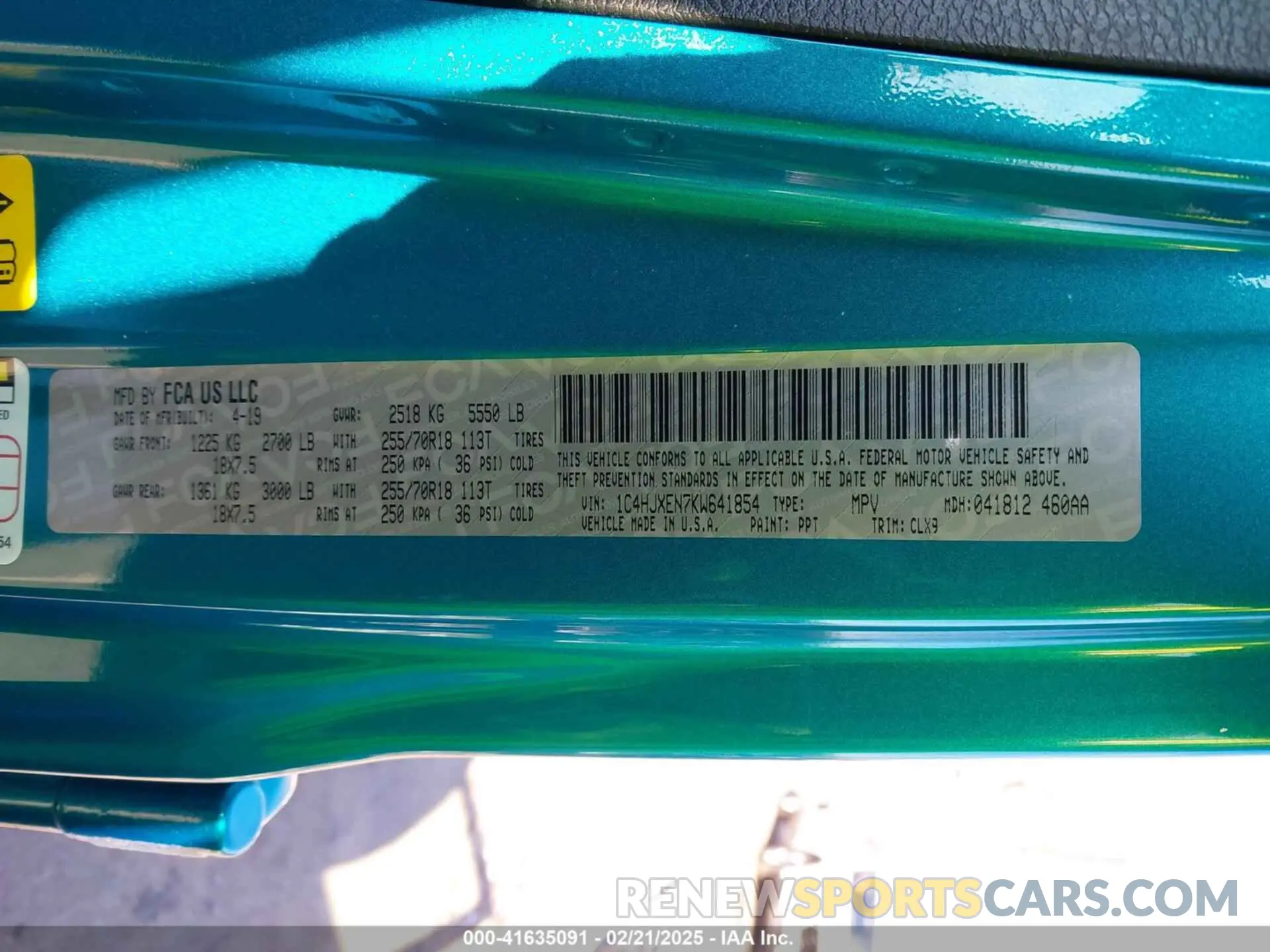 9 fotografías del automóvil dañado 1C4HJXEN7KW641854 JEEP WRANGLER UNLIMITED 2019