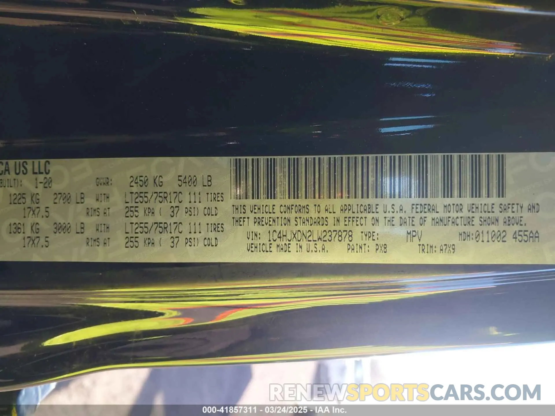 9 fotografías del automóvil dañado 1C4HJXDN2LW237878 JEEP WRANGLER UNLIMITED 2020