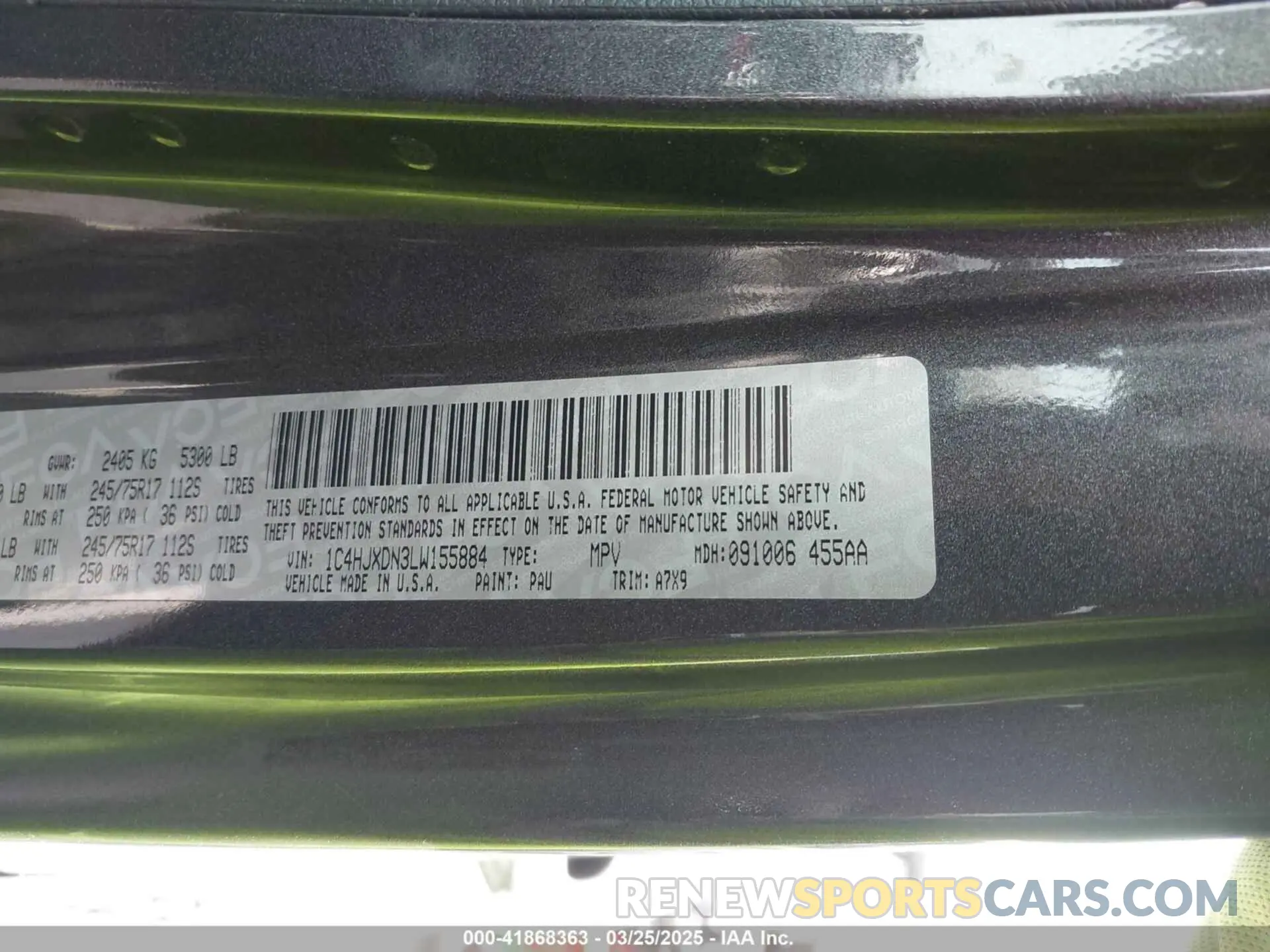 9 fotografías del automóvil dañado 1C4HJXDN3LW155884 JEEP WRANGLER UNLIMITED 2020
