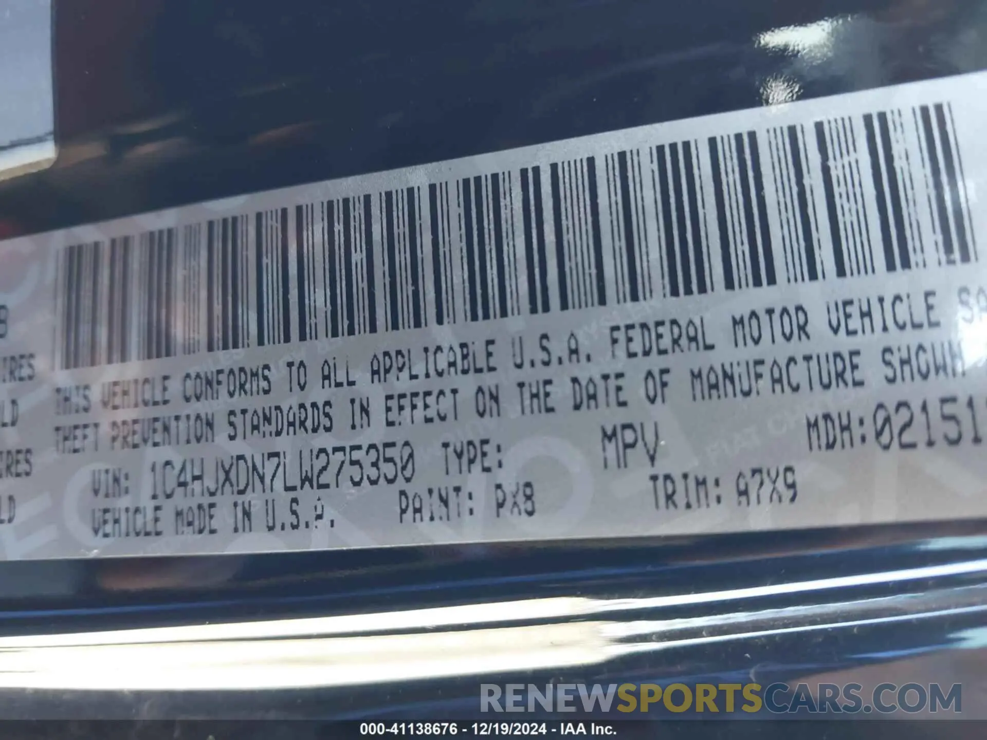 9 fotografías del automóvil dañado 1C4HJXDN7LW275350 JEEP WRANGLER UNLIMITED 2020