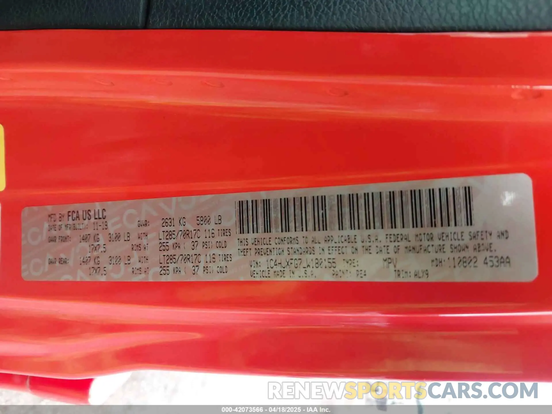 9 fotografías del automóvil dañado 1C4HJXFG7LW180155 JEEP WRANGLER UNLIMITED 2020