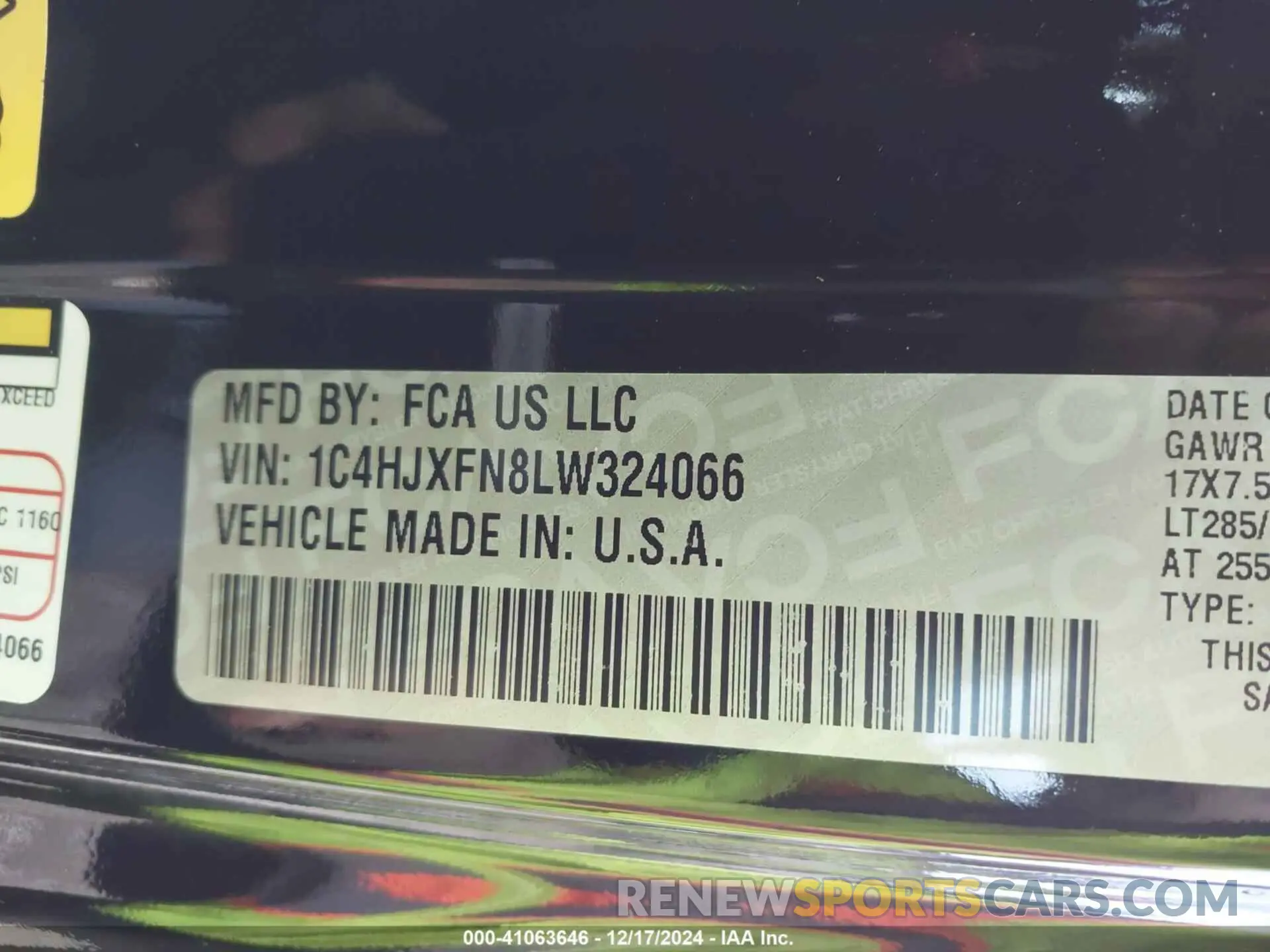 9 fotografías del automóvil dañado 1C4HJXFN8LW324066 JEEP WRANGLER UNLIMITED 2020
