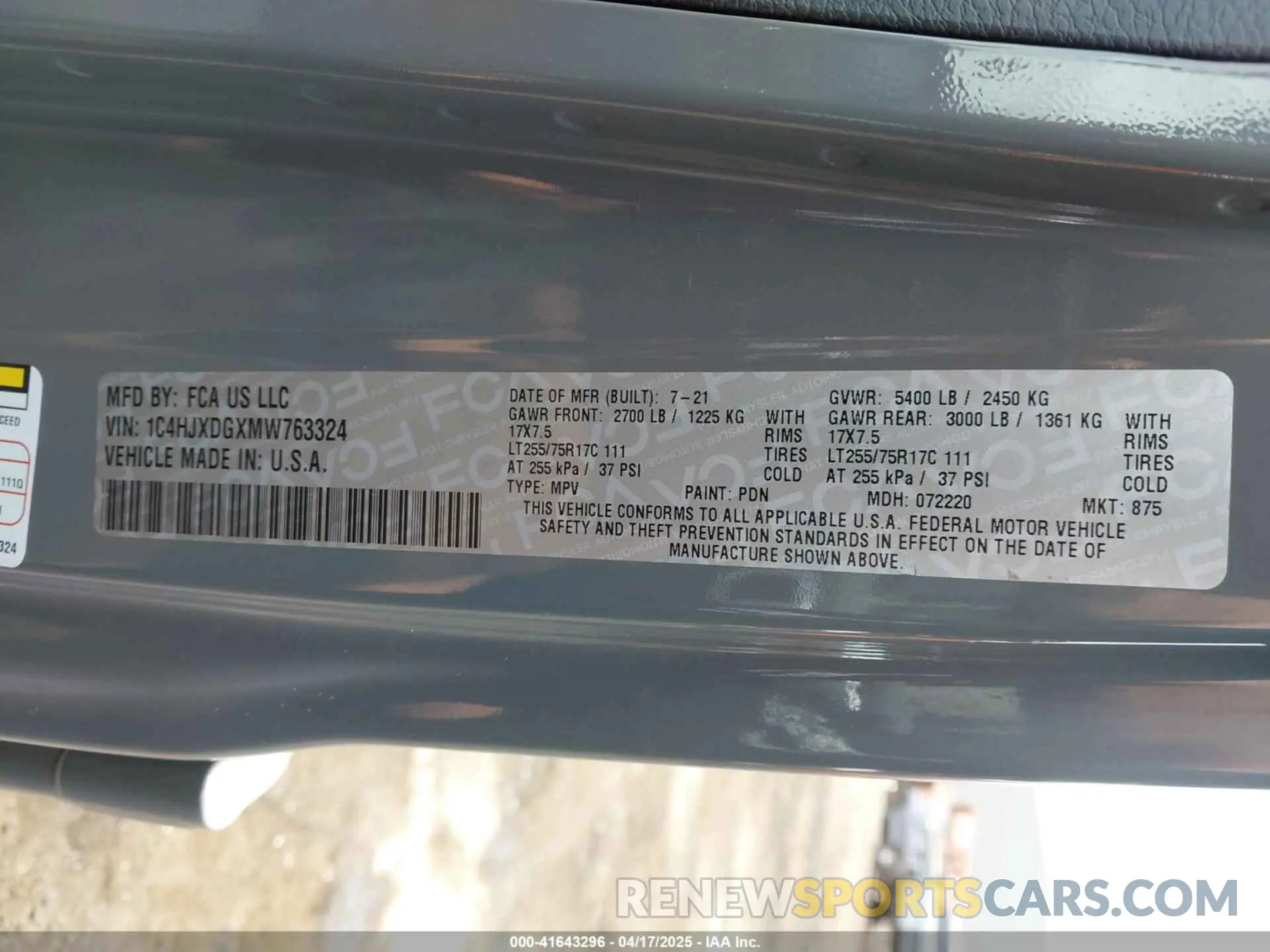 9 fotografías del automóvil dañado 1C4HJXDGXMW763324 JEEP WRANGLER UNLIMITED 2021