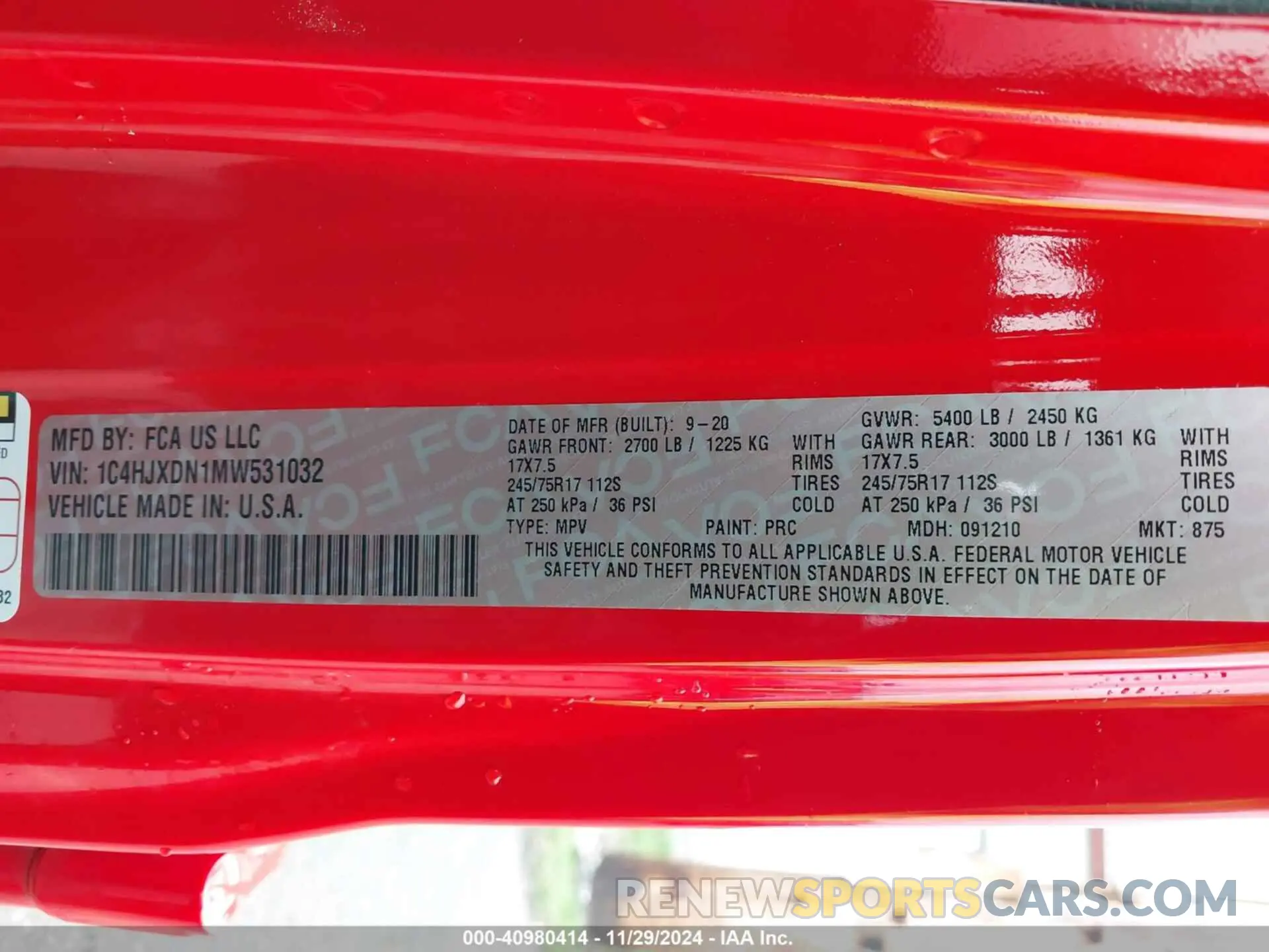 9 fotografías del automóvil dañado 1C4HJXDN1MW531032 JEEP WRANGLER UNLIMITED 2021