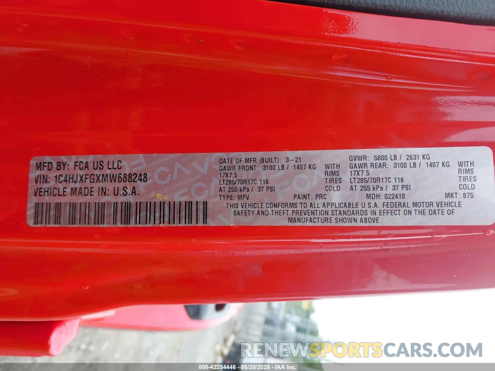9 fotografías del automóvil dañado 1C4HJXFGXMW688248 JEEP WRANGLER UNLIMITED 2021