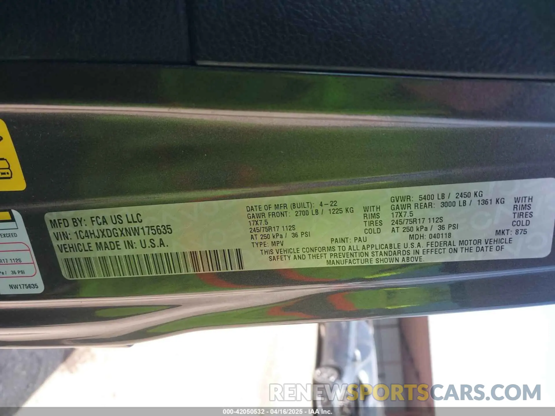 9 fotografías del automóvil dañado 1C4HJXDGXNW175635 JEEP WRANGLER UNLIMITED 2022