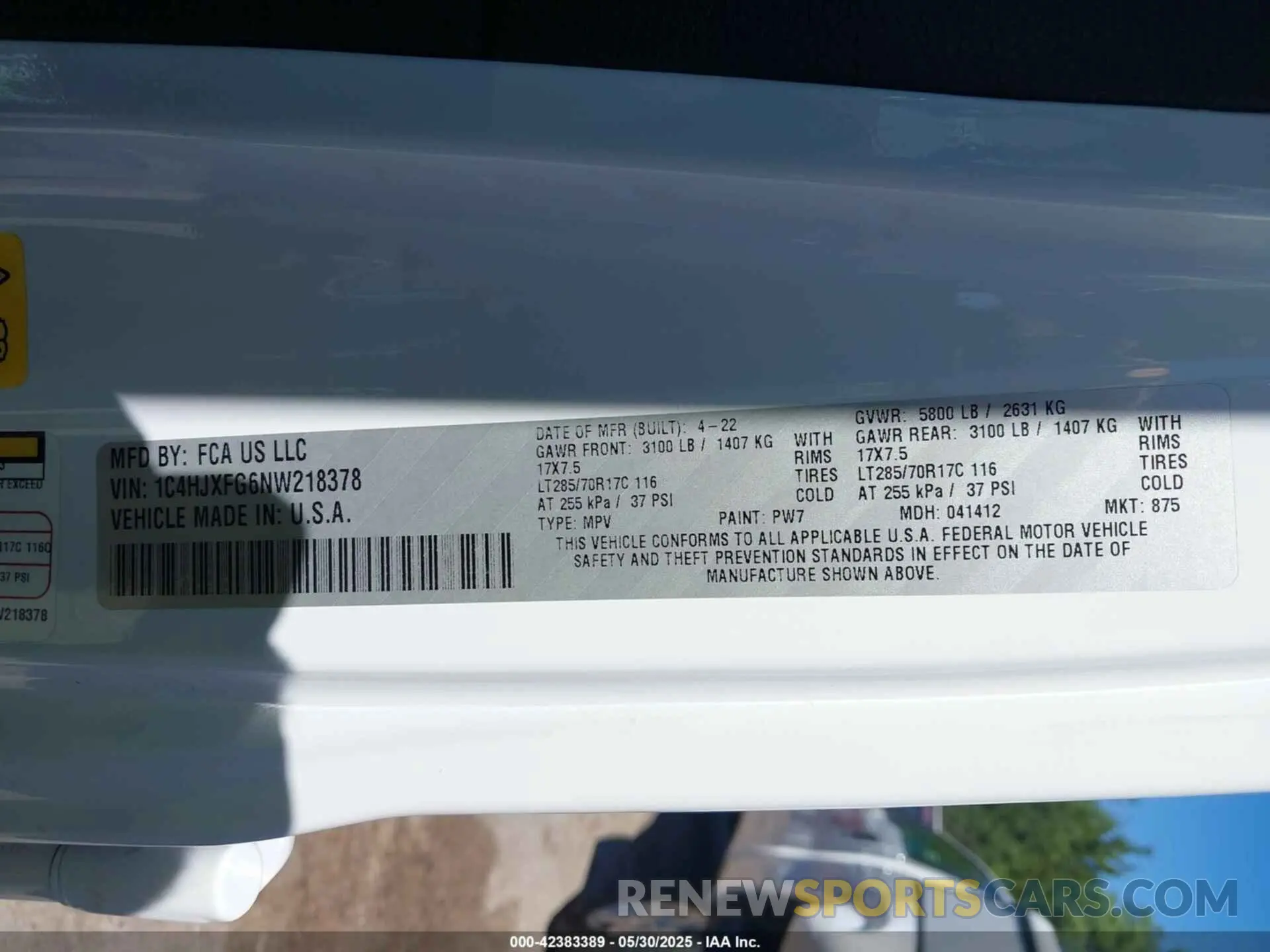 9 fotografías del automóvil dañado 1C4HJXFG6NW218378 JEEP WRANGLER UNLIMITED 2022