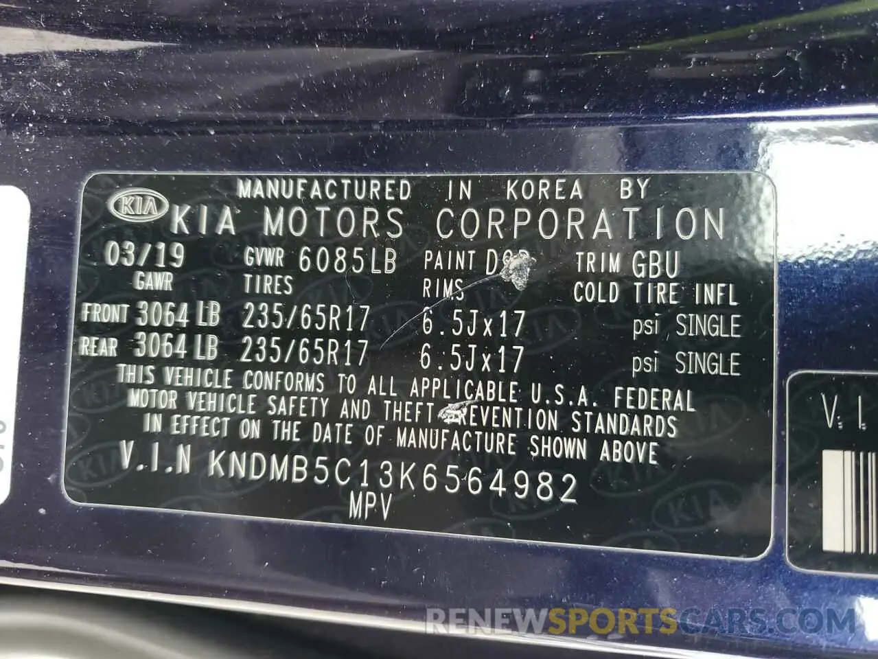 13 fotografías del automóvil dañado KNDMB5C13K6564982 KIA All Models 2019