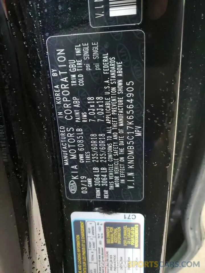 13 fotografías del automóvil dañado KNDMB5C17K6564905 KIA All Models 2019
